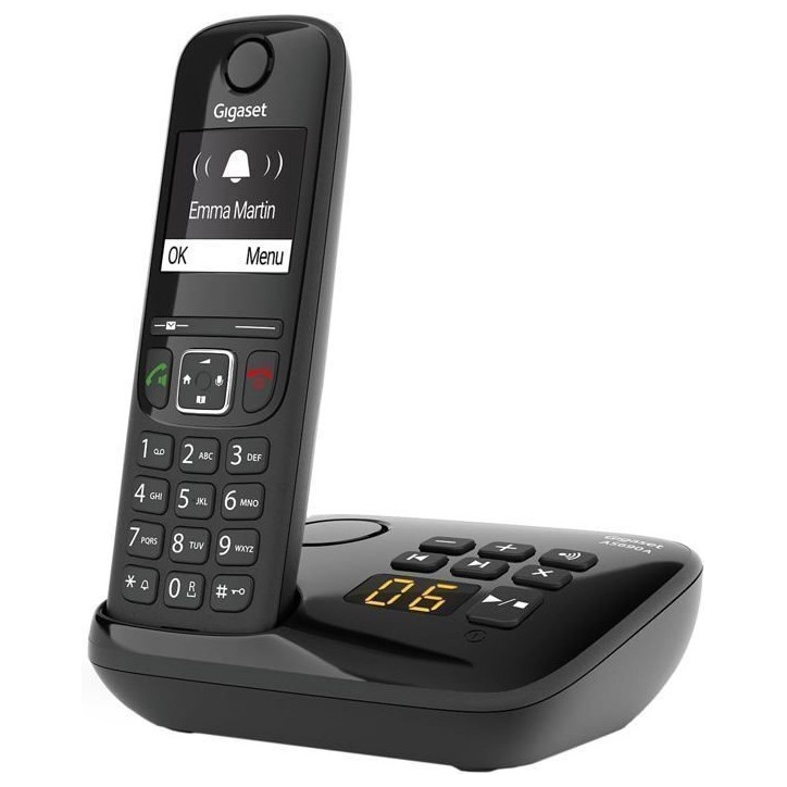 GIGASET Téléphone Fixe AS690 A Noir GIGASET Téléphone Fixe AS690 A Noir