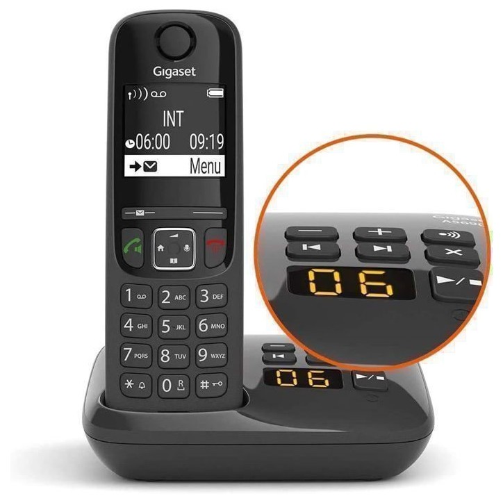 GIGASET Téléphone Fixe AS690 A Noir GIGASET Téléphone Fixe AS690 A Noir