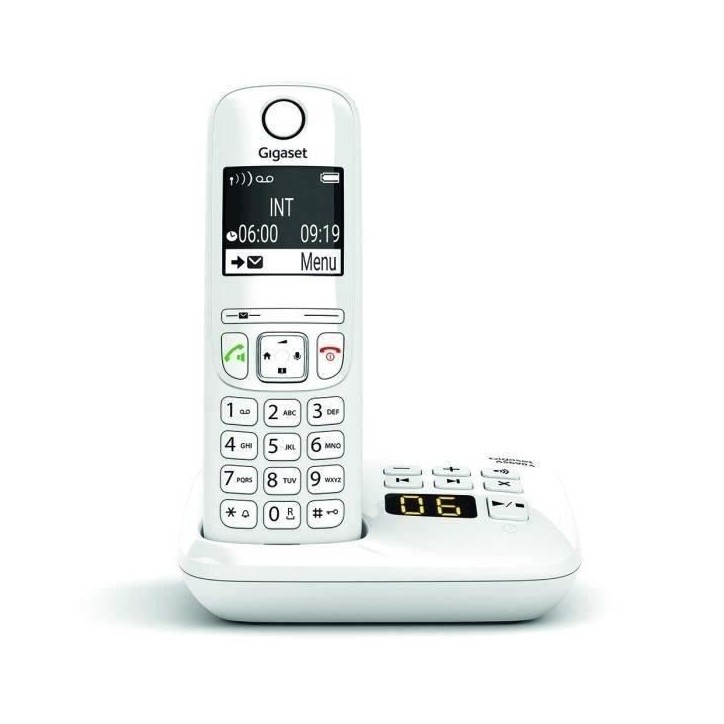 Téléphone Fixe AS690 A Blanc - GIGASET - Sans fil avec répondeur - Mains libres - ID d'appelant Téléphone Fixe AS690 A Blanc - GIGASET - Sans fil avec répondeur - Mains libres - ID d'appelant