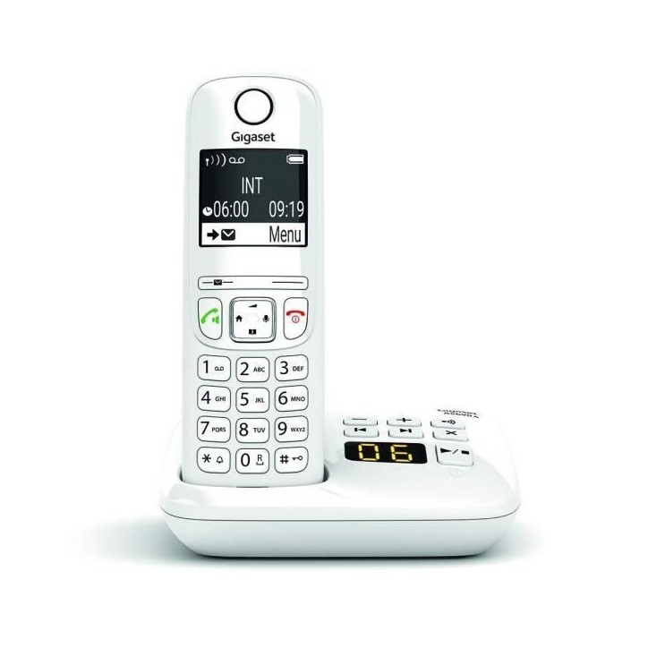 Téléphone Fixe AS690 A Blanc - GIGASET - Sans fil avec répondeur - Mains libres - ID d'appelant Téléphone Fixe AS690 A Blanc - GIGASET - Sans fil avec répondeur - Mains libres - ID d'appelant