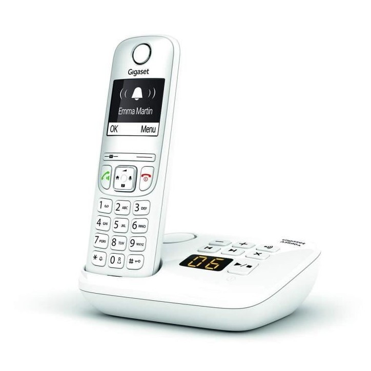 Téléphone Fixe AS690 A Blanc - GIGASET - Sans fil avec répondeur - Mains libres - ID d'appelant Téléphone Fixe AS690 A Blanc - GIGASET - Sans fil avec répondeur - Mains libres - ID d'appelant