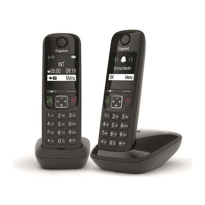 GIGASET Téléphone Fixe AS690 Duo Noir GIGASET Téléphone Fixe AS690 Duo Noir