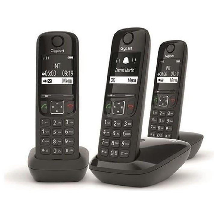 Téléphone Fixe AS690 Trio Noir - GIGASET - Mains-libres performant HSP™ - Blocage d'appels efficace Téléphone Fixe AS690 Trio Noir - GIGASET - Mains-libres performant HSP™ - Blocage d'appels efficace
