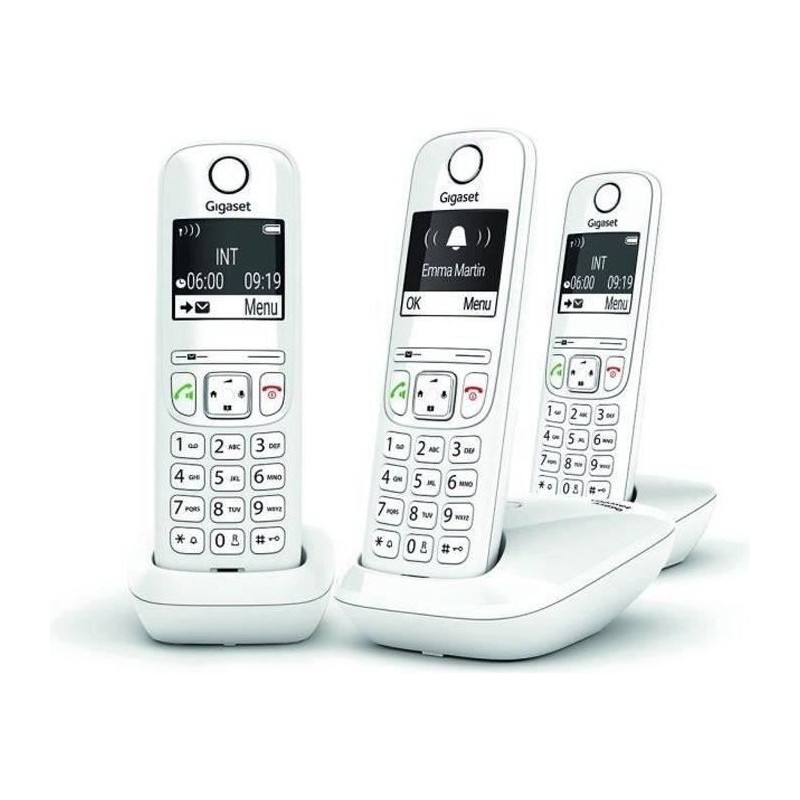 GIGASET Téléphone Fixe AS690 Trio Blanc GIGASET Téléphone Fixe AS690 Trio Blanc