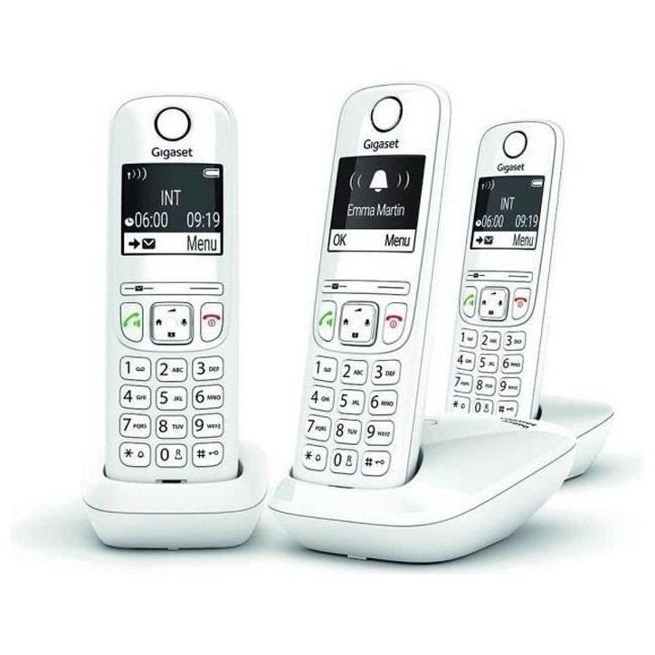 GIGASET Téléphone Fixe AS690 Trio Blanc GIGASET Téléphone Fixe AS690 Trio Blanc