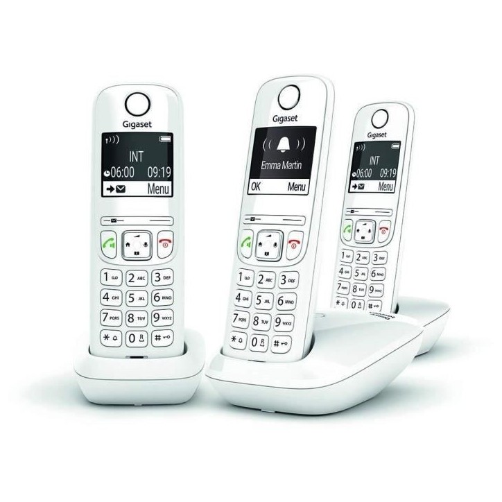 GIGASET Téléphone Fixe AS690 Trio Blanc GIGASET Téléphone Fixe AS690 Trio Blanc