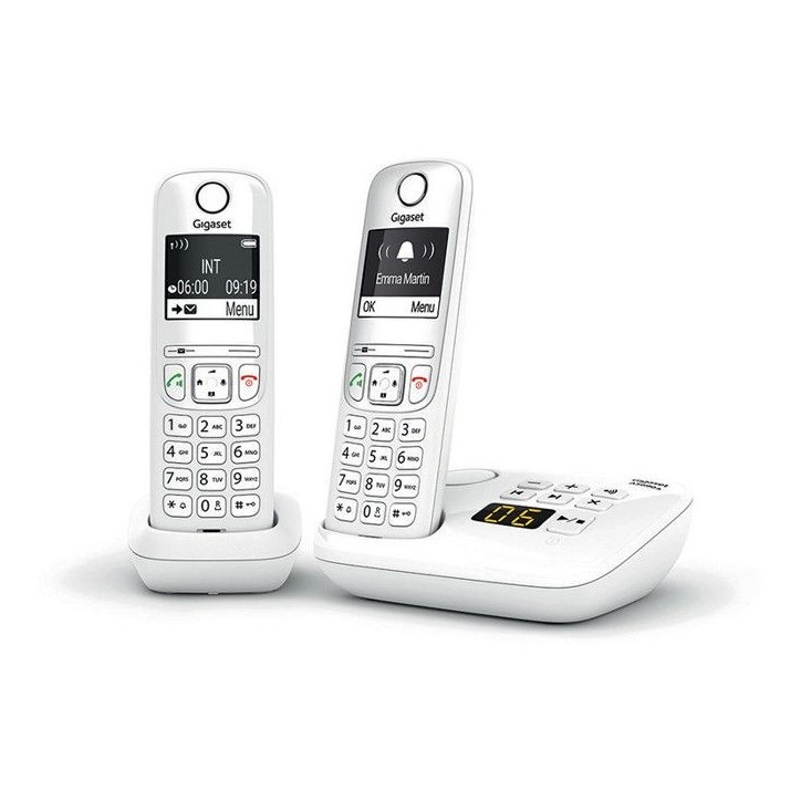 Téléphone Fixe AS690 A Duo Blanc - GIGASET - Sans fil - Répondeur 20 min - ID d'appelant - Mains libres