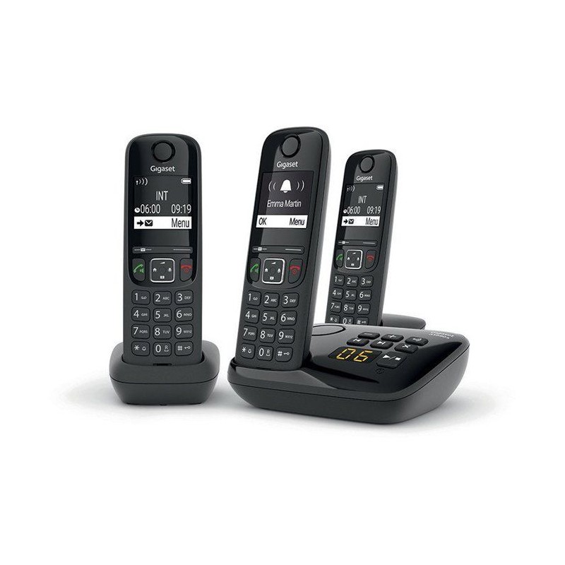 GIGASET Téléphone Fixe AS690 A Trio Noir GIGASET Téléphone Fixe AS690 A Trio Noir