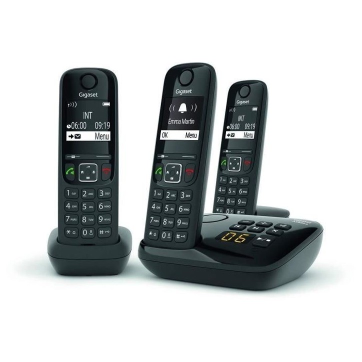 GIGASET Téléphone Fixe AS690 A Trio Noir