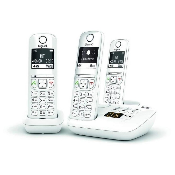Téléphone Fixe AS690 A Trio Blanc - GIGASET - Monochrome - 20 tonalités de sonnerie - Mains libres Téléphone Fixe AS690 A Trio Blanc - GIGASET - Monochrome - 20 tonalités de sonnerie - Mains libres
