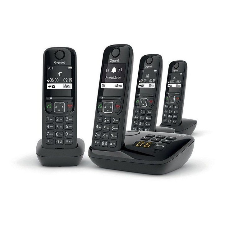 GIGASET Téléphone Fixe AS690 A Quattro Noir GIGASET Téléphone Fixe AS690 A Quattro Noir