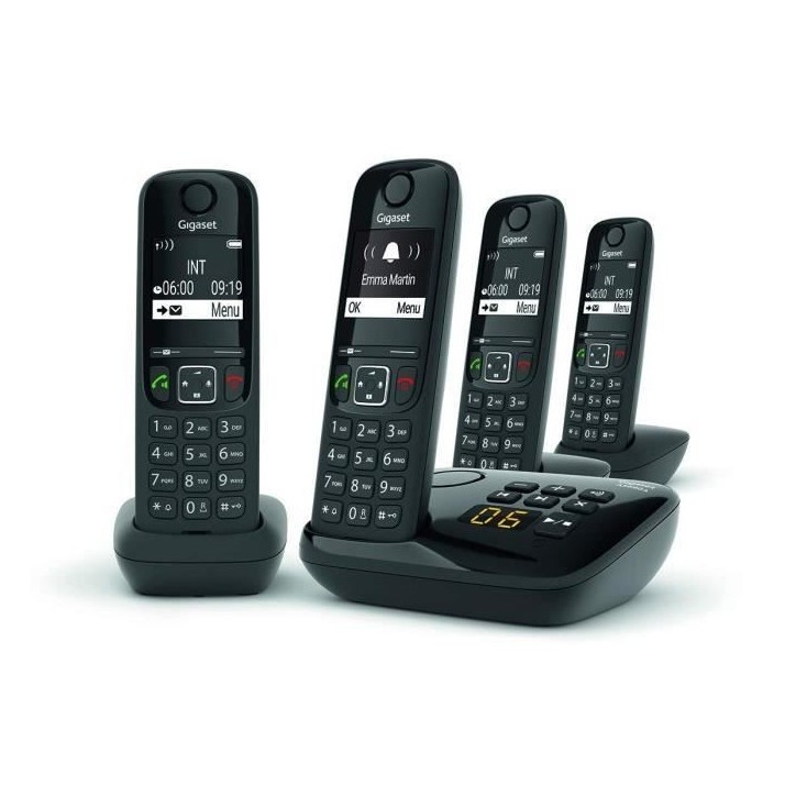 GIGASET Téléphone Fixe AS690 A Quattro Noir GIGASET Téléphone Fixe AS690 A Quattro Noir