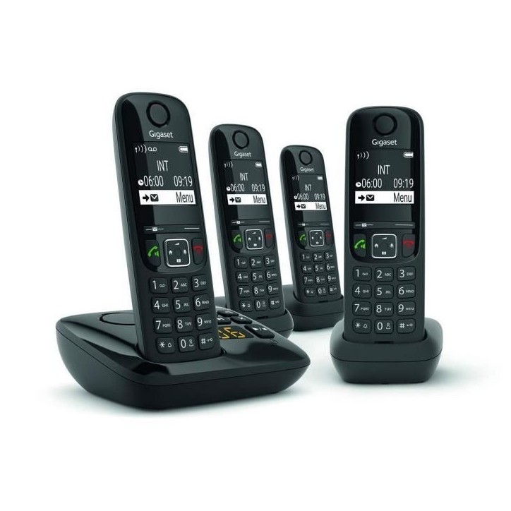 GIGASET Téléphone Fixe AS690 A Quattro Noir GIGASET Téléphone Fixe AS690 A Quattro Noir