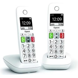 Téléphone Fixe sans Fil - GIGASET - E290 Duo Blanc - Grand écran -