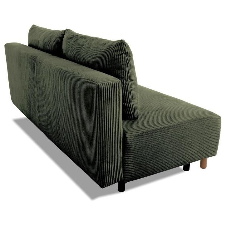 Canapé droit convertible 3 places GINO - Velours côtelé kaki - Avec coffre - L 195 x H 89 x P 91 cm Canapé droit convertible 3 places GINO - Velours côtelé kaki - Avec coffre - L 195 x H 89 x P 91 cm
