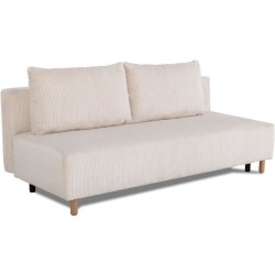 Canapé droit convertible 3 places GINO - Velours côtelé beige - Ave