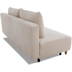 Canapé droit convertible 3 places GINO - Velours côtelé beige - Ave