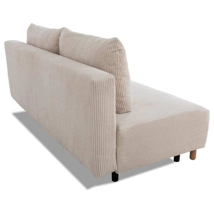 Canapé droit convertible 3 places GINO - Velours côtelé beige - Avec coffre - L 195 x H 89 x P 91 cm Canapé droit convertible 3 places GINO - Velours côtelé beige - Avec coffre - L 195 x H 89 x P 91 cm