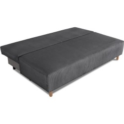 Canapé droit convertible 3 places GINO - Velours côtelé anthracite