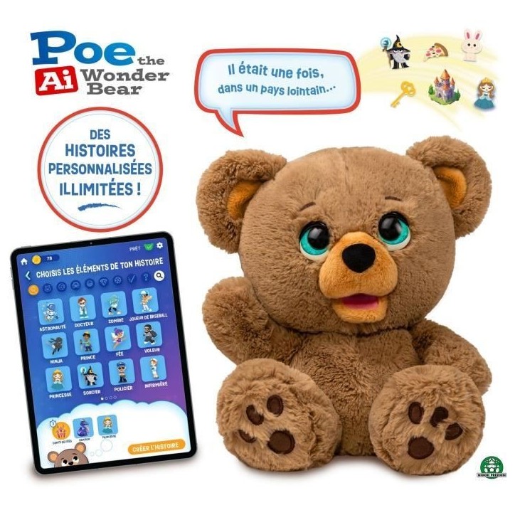 Peluche interactive - GIOCHI PREZIOSI - Ours créateur d'histoires Poe - a partir de 4 ans - LAY00 Peluche interactive - GIOCHI PREZIOSI - Ours créateur d'histoires Poe - a partir de 4 ans - LAY00