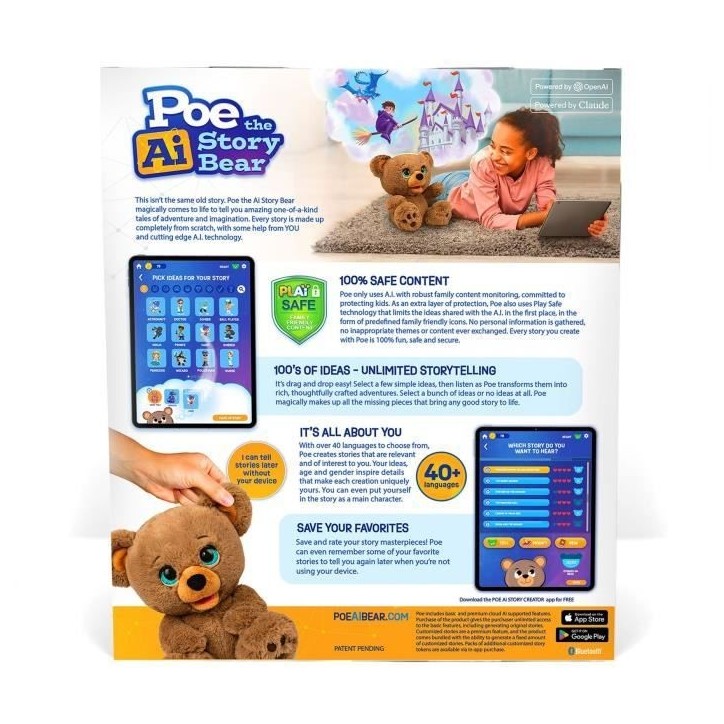 Peluche interactive - GIOCHI PREZIOSI - Ours créateur d'histoires Poe - a partir de 4 ans - LAY00 Peluche interactive - GIOCHI PREZIOSI - Ours créateur d'histoires Poe - a partir de 4 ans - LAY00