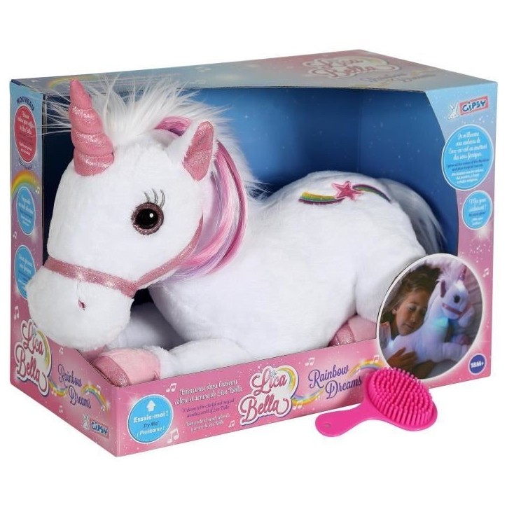 Gipsy Toys - Lica Bella Féerique Et Lumineuse - Peluche Licorne Interactive - 35 cm - Blanc - Rose Gipsy Toys - Lica Bella Féerique Et Lumineuse - Peluche Licorne Interactive - 35 cm - Blanc - Rose