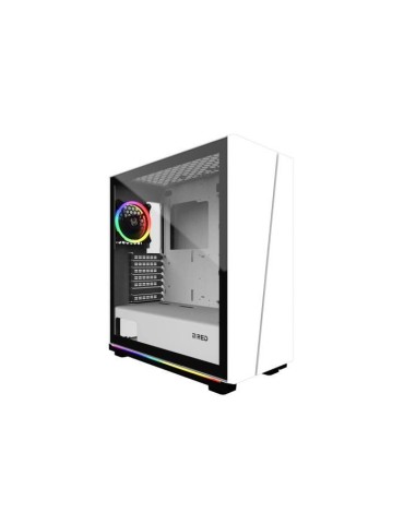 MRED - Boîtier PC Gamer ATX - Blanc RGB White Destroyer Strip-G