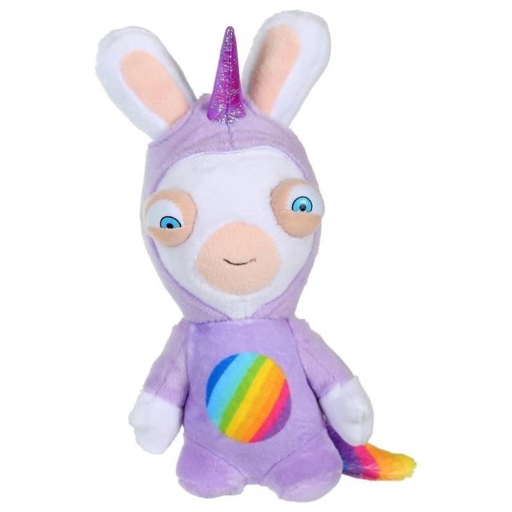 LAPINS CRETINS Peluche Licorne Lapicorne Sonore Mauve - 18 cm