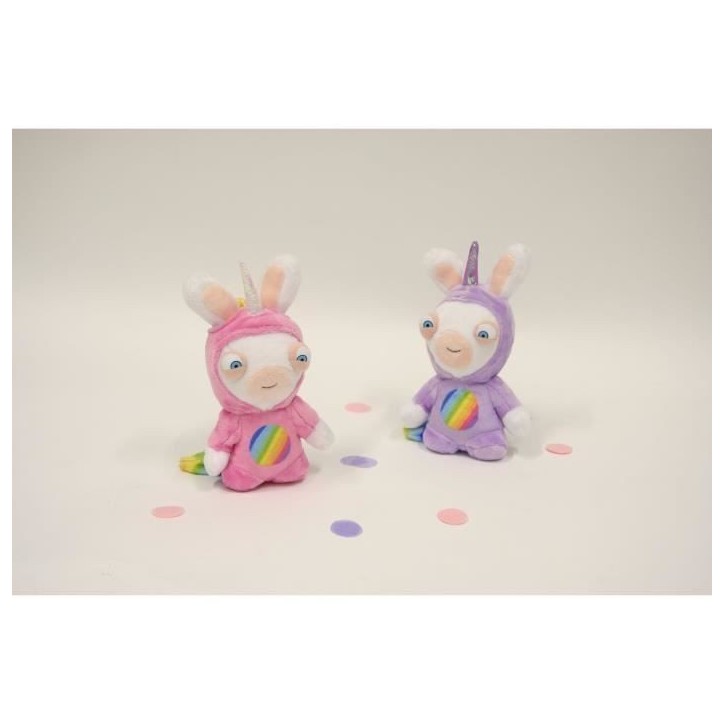 LAPINS CRETINS Peluche Licorne Lapicorne Sonore Mauve - 18 cm