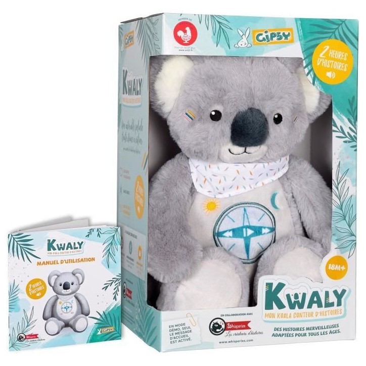 Gipsy Toys - KWALY- Koala conteur d'Histoires - Peluche Qui Parle Interactive -Version française - 2 Heures de Contes Merveille Gipsy Toys - KWALY- Koala conteur d'Histoires - Peluche Qui Parle Interactive -Version française - 2 Heures de Contes Merveille