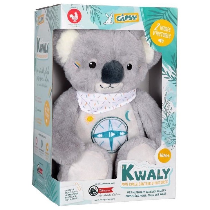 Gipsy Toys - KWALY- Koala conteur d'Histoires - Peluche Qui Parle Interactive -Version française - 2 Heures de Contes Merveille Gipsy Toys - KWALY- Koala conteur d'Histoires - Peluche Qui Parle Interactive -Version française - 2 Heures de Contes Merveille