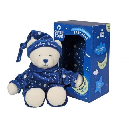 Gipsy Toys - Baby Bear Glow In The Dark - Peluche Pour Enfant - Brille Dans La Nuit - Vendue en Boîte Cadeau - 24 cm - Bleu - B