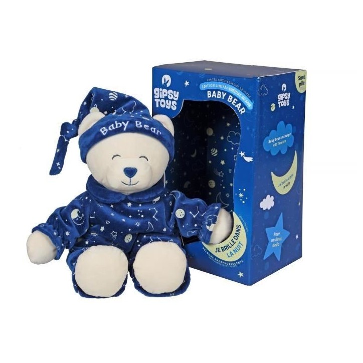 Gipsy Toys - Baby Bear Glow In The Dark - Peluche Pour Enfant - Brille Dans La Nuit - Vendue en Boîte Cadeau - 24 cm - Bleu - B Gipsy Toys - Baby Bear Glow In The Dark - Peluche Pour Enfant - Brille Dans La Nuit - Vendue en Boîte Cadeau - 24 cm - Bleu - B