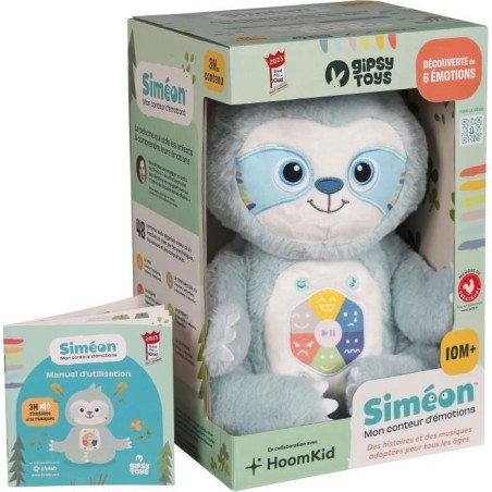 Gipsy Toys - Siméon, Mon Conteur d'Emotions - Peluche interactive musicale et conteuse d'histoires - 28 cm