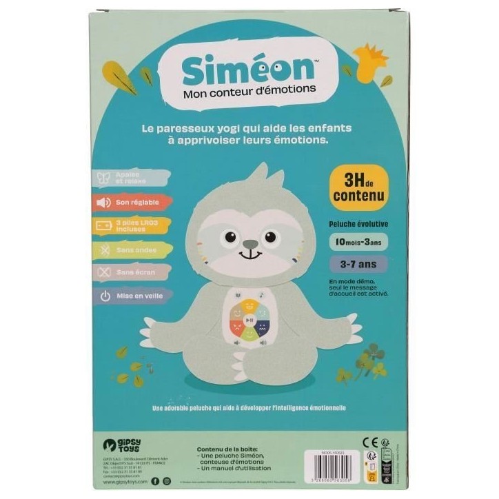 Gipsy Toys - Siméon, Mon Conteur d'Emotions - Peluche interactive musicale et conteuse d'histoires - 28 cm Gipsy Toys - Siméon, Mon Conteur d'Emotions - Peluche interactive musicale et conteuse d'histoires - 28 cm