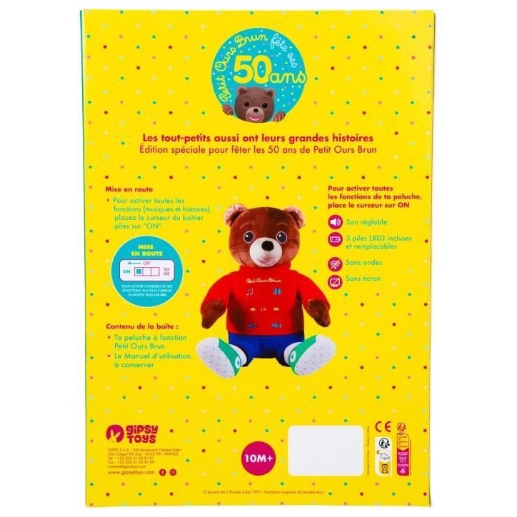 Peluche musicale Petit Ours Brun - GIPSY TOYS - Conteur d'hisoires 28 cm Peluche musicale Petit Ours Brun - GIPSY TOYS - Conteur d'hisoires 28 cm