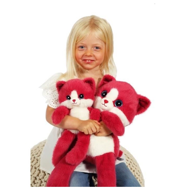 Peluche Chat Leggies - GIPSY TOYS - Framboise, 48 cm Peluche Chat Leggies - GIPSY TOYS - Framboise, 48 cm