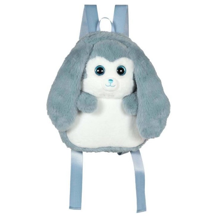 Fluffy Bag - GIPSY TOYS - Sac a dos en peluche - Lapin bleu et blanc 30 cm Fluffy Bag - GIPSY TOYS - Sac a dos en peluche - Lapin bleu et blanc 30 cm