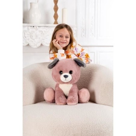 Peluche Puppy Eyes Pets - GIPSY TOYS - Chien rose et gris - 40 CM