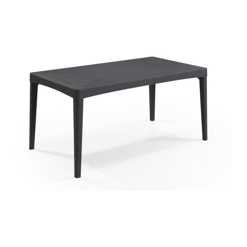 Table de jardin - rectangulaire - gris graphite - en résine - 6 perso Table de jardin - rectangulaire - gris graphite - en résine - 6 perso