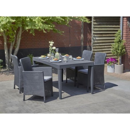 Table de jardin - rectangulaire - gris graphite - en résine - 6 personnes - Girona - Allibert by KETER