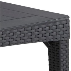 Table de jardin - rectangulaire - gris graphite - en résine - 6 perso