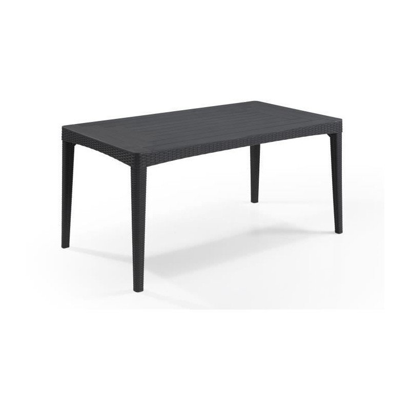 Table de jardin - rectangulaire - gris graphite - en résine - 6 perso Table de jardin - rectangulaire - gris graphite - en résine - 6 perso