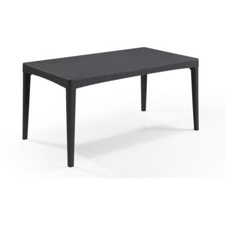 Table de jardin - rectangulaire - gris graphite - en résine - 6 perso