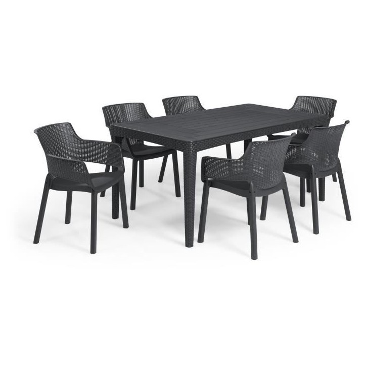 Table de jardin - rectangulaire - gris graphite - en résine - 6 personnes - Girona - Allibert by KETER