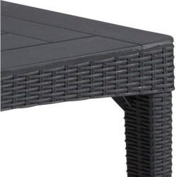 Table de jardin - rectangulaire - gris graphite - en résine - 6 perso