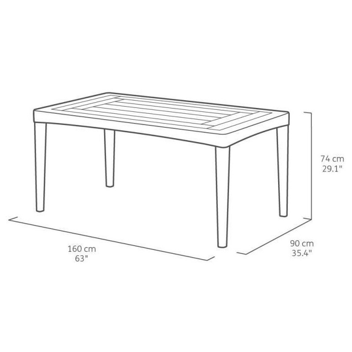 Table de jardin - rectangulaire - gris graphite - en résine - 6 personnes - Girona - Allibert by KETER