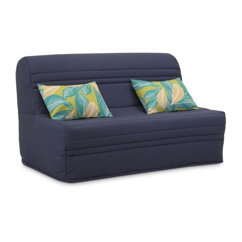Banquette BZ - 2 places - Bleu Marine - Coussins Jungle - couchage 140 Banquette BZ - 2 places - Bleu Marine - Coussins Jungle - couchage 140