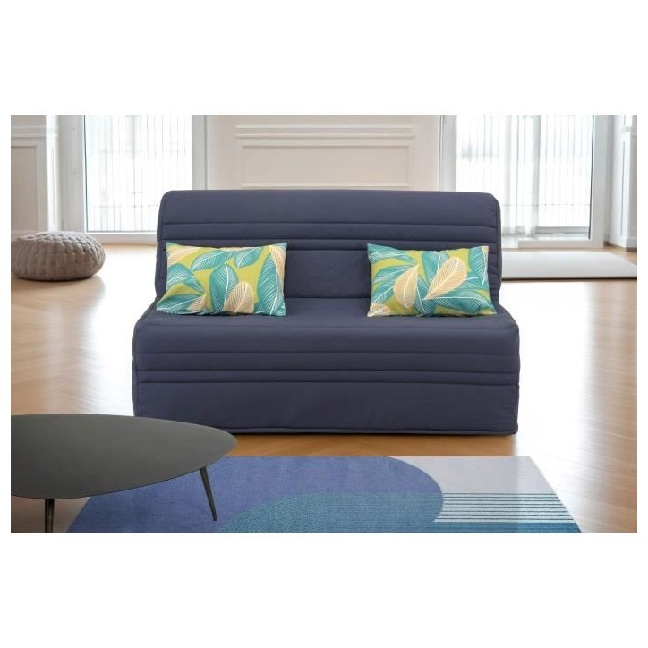 Banquette BZ - 2 places - Bleu Marine - Coussins Jungle - couchage 140 x 190 x 9 cm - Joe Banquette BZ - 2 places - Bleu Marine - Coussins Jungle - couchage 140 x 190 x 9 cm - Joe