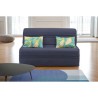 Banquette BZ - 2 places - Bleu Marine - Coussins Jungle - couchage 140